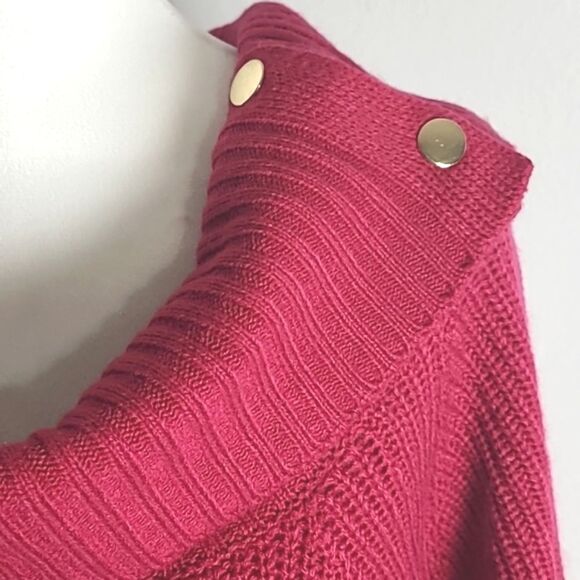 89th & Madison Pullover Pink Sweater, Cowl Neck, Gold Buttons, Size Large, NWT - Picture 8 of 12
